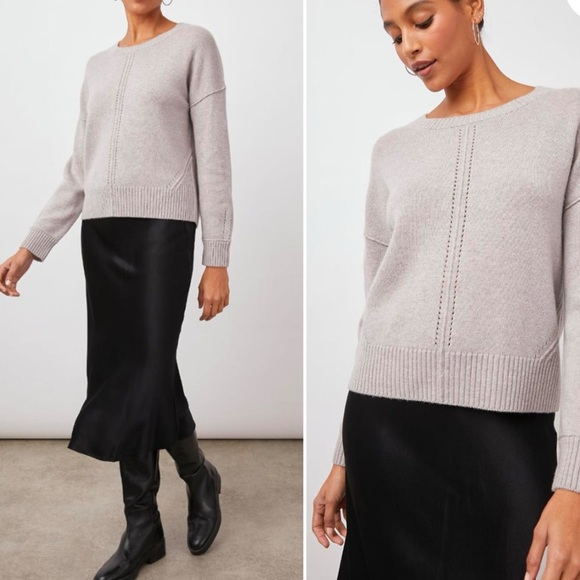 BOGO! Rails Presley Pullover Pointelle Sweater Wool Cashmere Dove Gray Small - Picture 3 of 11